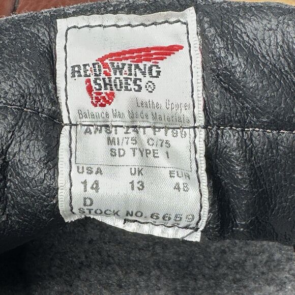 Red Wing 6659 Men\'s 14D Brown Pebble Leather Steel-Toe Work Shoes Slip Resistant